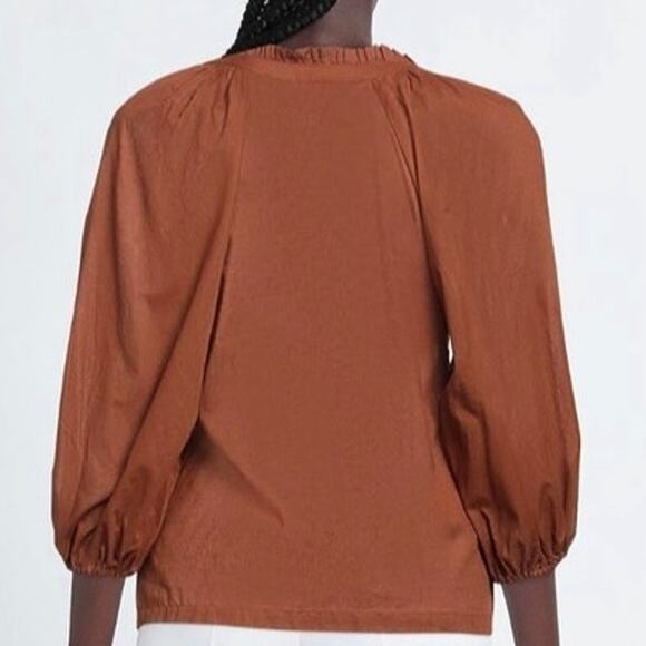 Camicettasnob Brown/Rust Puff 3/4 Sleeve Blouse Size IT44/US 8 - Picture 2 of 10